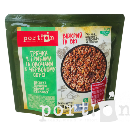 Гречка с овощами и грибами в красном соусе Portion