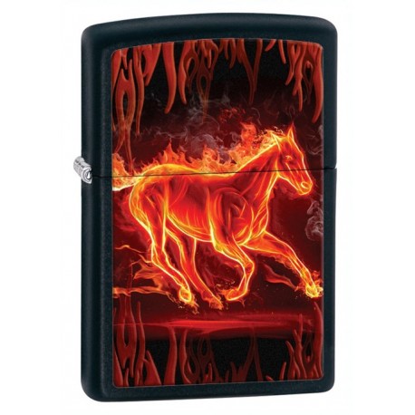 Зажигалка Zippo Horse Flaming Black Matte 28304