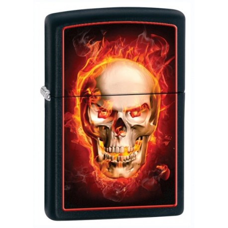 Зажигалка Zippo Burning Skull Black Matte 28307